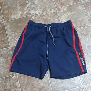 Speedo Navy Swim Shorts Trunks with Red Stripes Size Medium